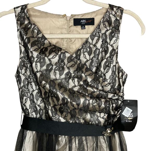 ABS Kids by Allen Schwartz Little Girls Black Tulle Formal Sequin Dress Size 14 - Picture 3 of 16